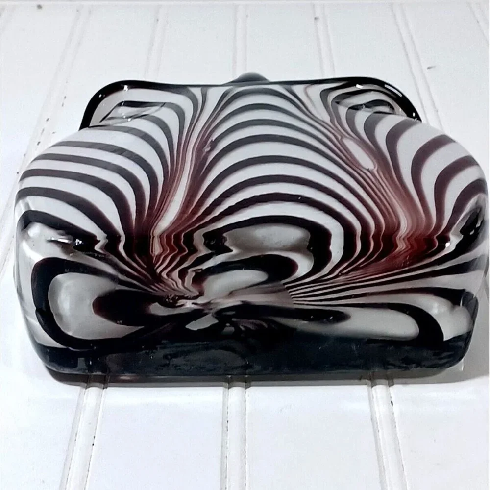 Rare Murano Optical Illusion MCM Vtg Handbag Purse Art Glass Vase Planter 1960s - Picture 9 of 10